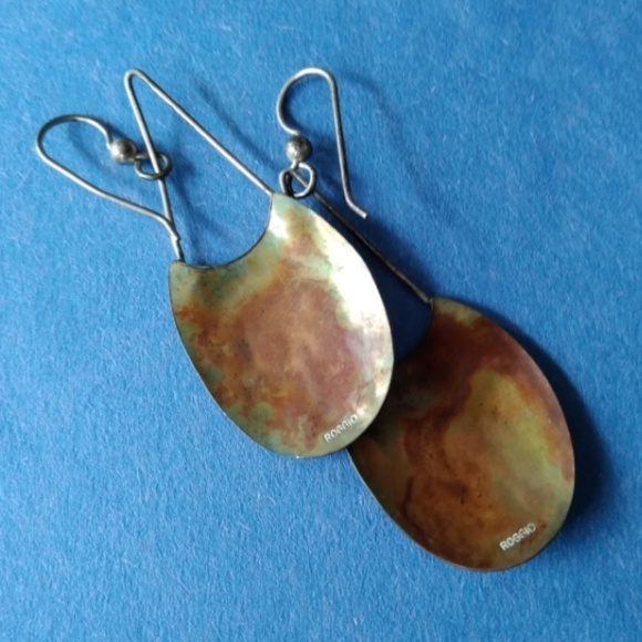 Vintage Sterling Silver Dangle Earrings Roggio - Picture 2 of 3